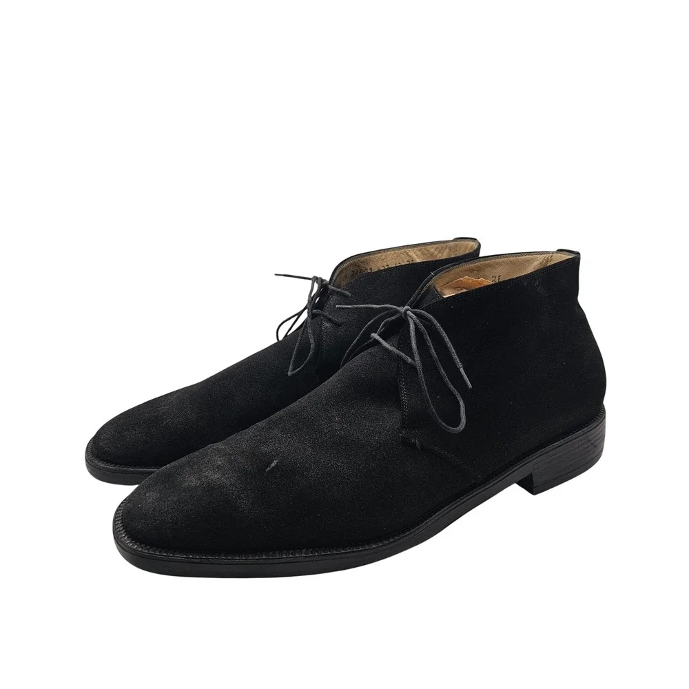 Salvatore Ferragamo Suede Chukka Boots 12 2E Black Lace Up Italy Designer Luxury